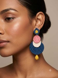Boho Crochet layered Statement Earrings