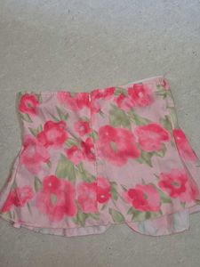 Pink Floral Twist Front Strapless Top