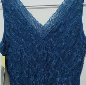 Majora teal blue sleeveless lace top blouse
