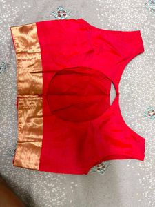 Vibrant Pink Saree with Gold Border