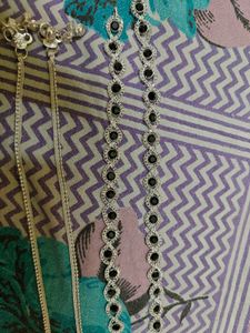 Elegant Silver Anklets with Black Stones