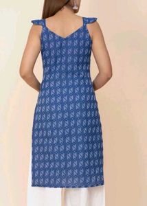 Printed Pure Cotton Straight Kurta for Women (Blue