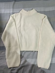 Cream Mock Neck Chunky Knit Sweater