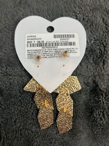 Gold Tone Textured Geometric Earrings