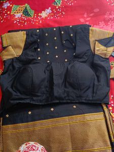 Elegant Black Saree with Gold Border