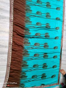 🇳🇿💫🎀Stunning Blue Saree with Floral Print