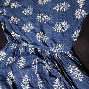 Boho Blue Block Print Maxi Dress