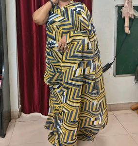 Pre Draped Gown Saree Xl Size Detachable Duptta