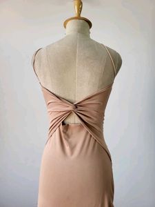 Minimalist Nude Spaghetti Strap Midi Dress