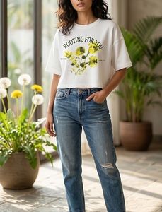White Crop T-Shirt-oversized