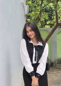 Elegant White &amp; Black Lace Blouse