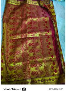 Elegant Red &amp; Gold Banarasi Silk Saree