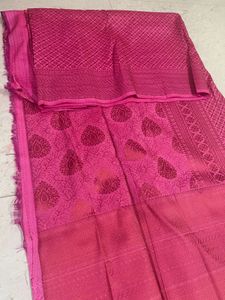 Semi Silk Banarasi Saree Pink Colour