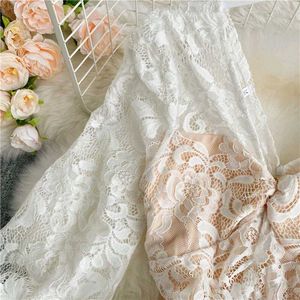 Elegant White Lace Ruched Dress