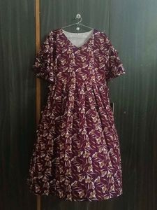 Maroon Floral Print Dress