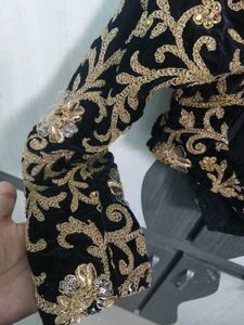 Heavily embroidered Black Velvet Blouse