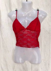 I. Red Lace Camisole Top