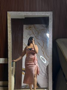Satin Slip Dress with Ruffle Detail