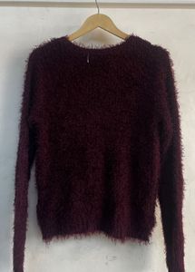 H&amp;M WineCozy Fuzzy Knit Sweater