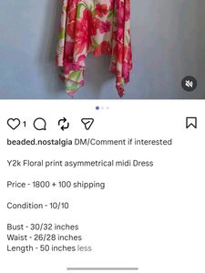 Y2k Asymmetrical Floral Midi Dress