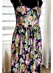 Colorful Floral Print knee length Dress