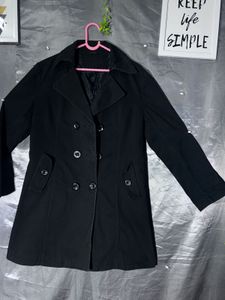 Classic Black Double-Breasted Trench Coat