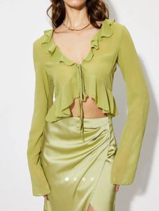 Savana Chic Ruffle Tie-Front Top