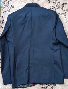 Rajput Pattern Navy Blue Cotton Silk Bandhgala