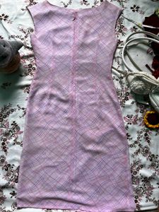 Pink Plaid Midi Dress