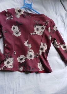 Chic Floral Print Peplum Top