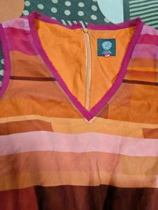 Colorful Striped V-Neck Wrap Dress and bag free