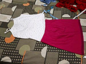 Cute Cami with Lace Trim skirt set