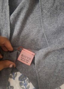 Gray Open Front Cardigan