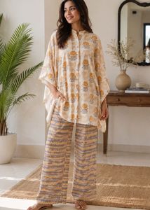 Boho Chic Printed Kaftan Kurta & Palazzo Set