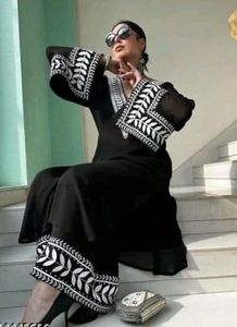 Elegant Black Kurta with White Embroidery