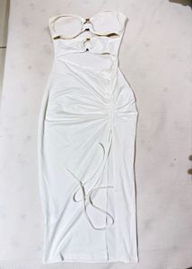 Chic White Ruched Bodycon Dress