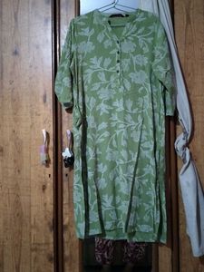 Green Floral Print Kurta