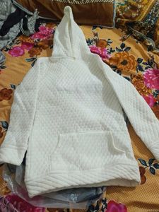 White Quilted Hoodie