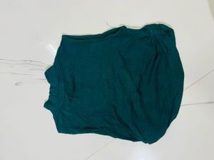 Teal Ribbed Mock Neck Top