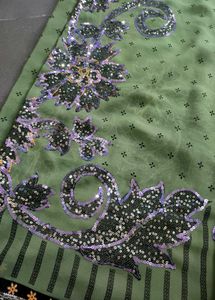 Green &amp; Black Worked Saree...