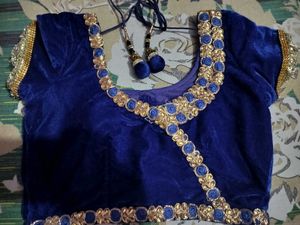 Blue Velvet Embellished Top