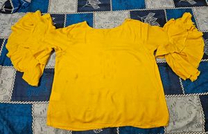 Yellow Ruffled Sleeve Top