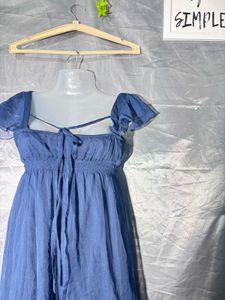 Charming Blue Puff Sleeve Dress