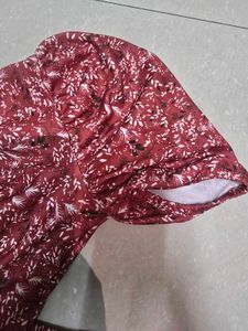 Elegant Maroon Floral Ruched Mini Dress with Puff