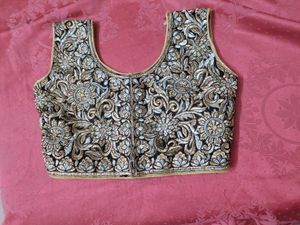 Black Colour Golden Thread Work