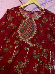 Elegant Red Floral Kurta