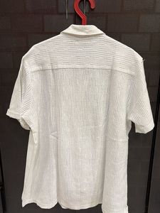 Men's White Textured Short Sleeve Shirt