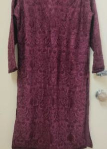 Maroon Embroidered Sherwani Style Kurta