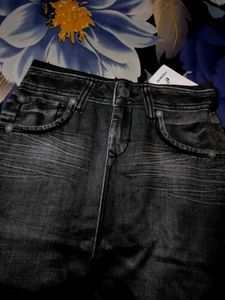 blackish grey pencil fit skirt polyester fabric