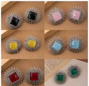 pack of 5 Square Stone Stud Earrings